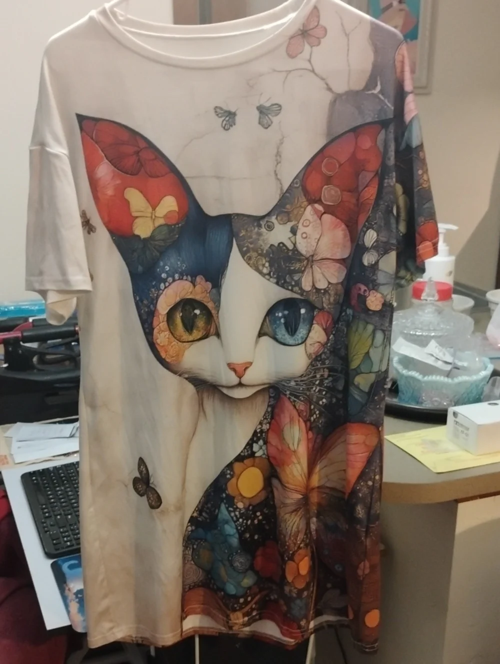 Colorful Cat Graphic Pet Nightgown Multicolor